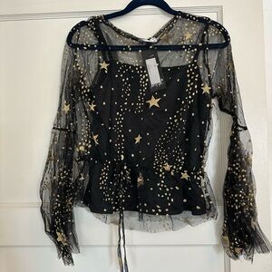 Sheer Glitter Star Top